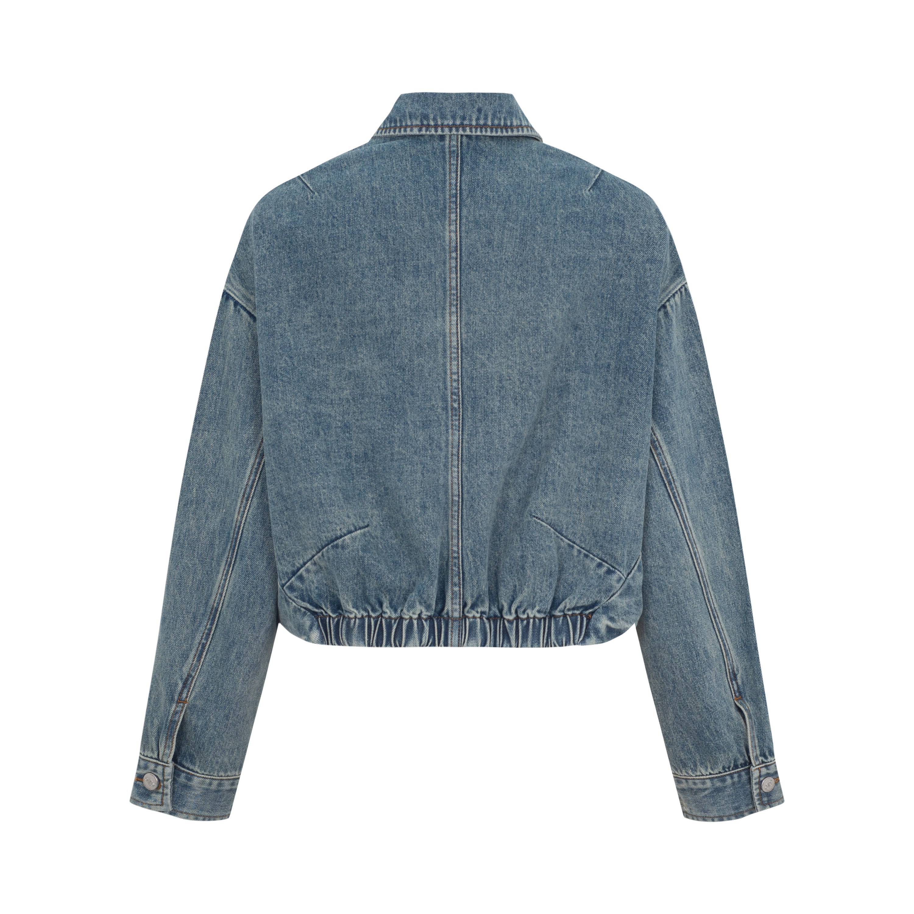 Floral Pleated Design Short Denim Jacket