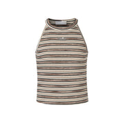 Brown Striped Knit Halter Tank Top