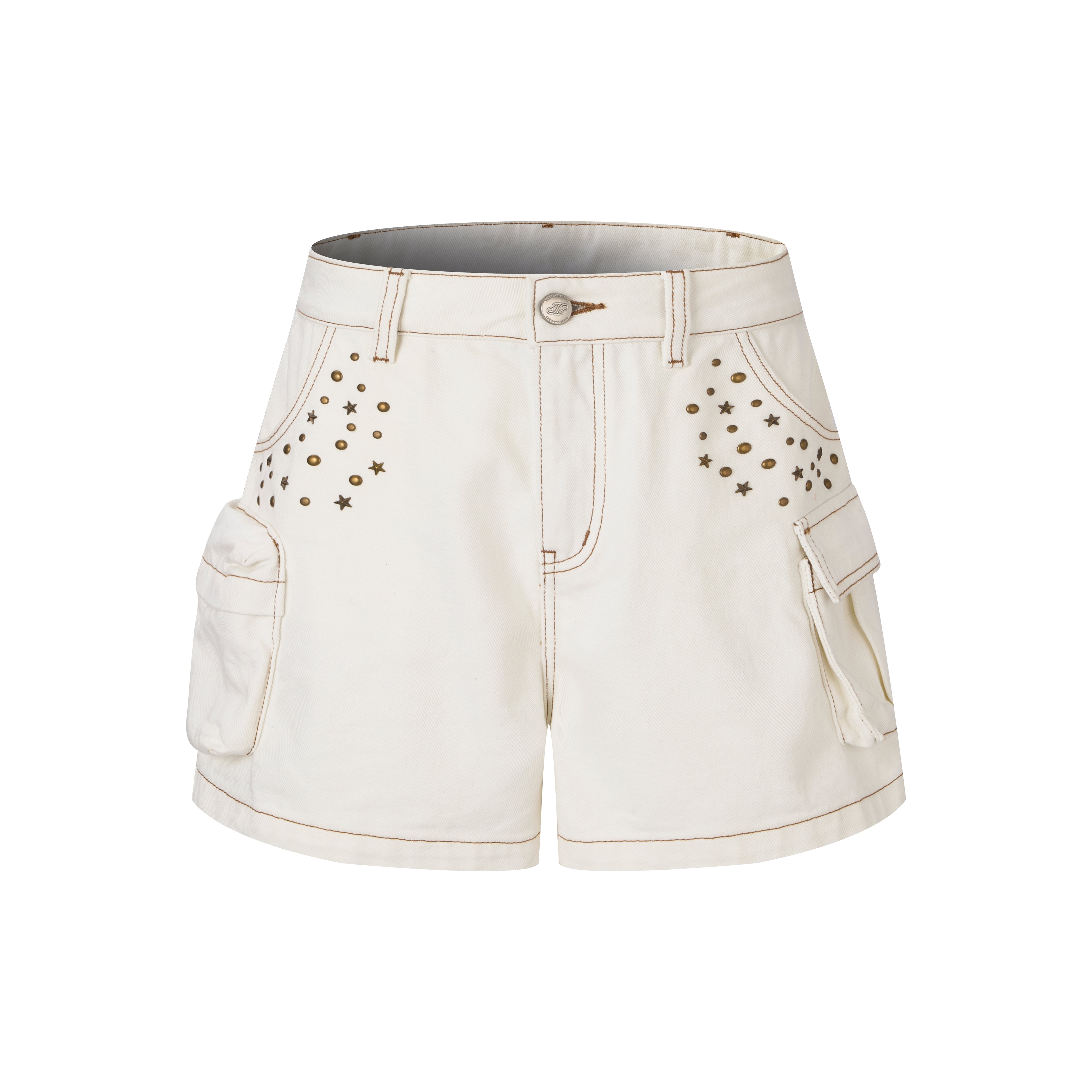 White Bronze Plated Cargo Shorts