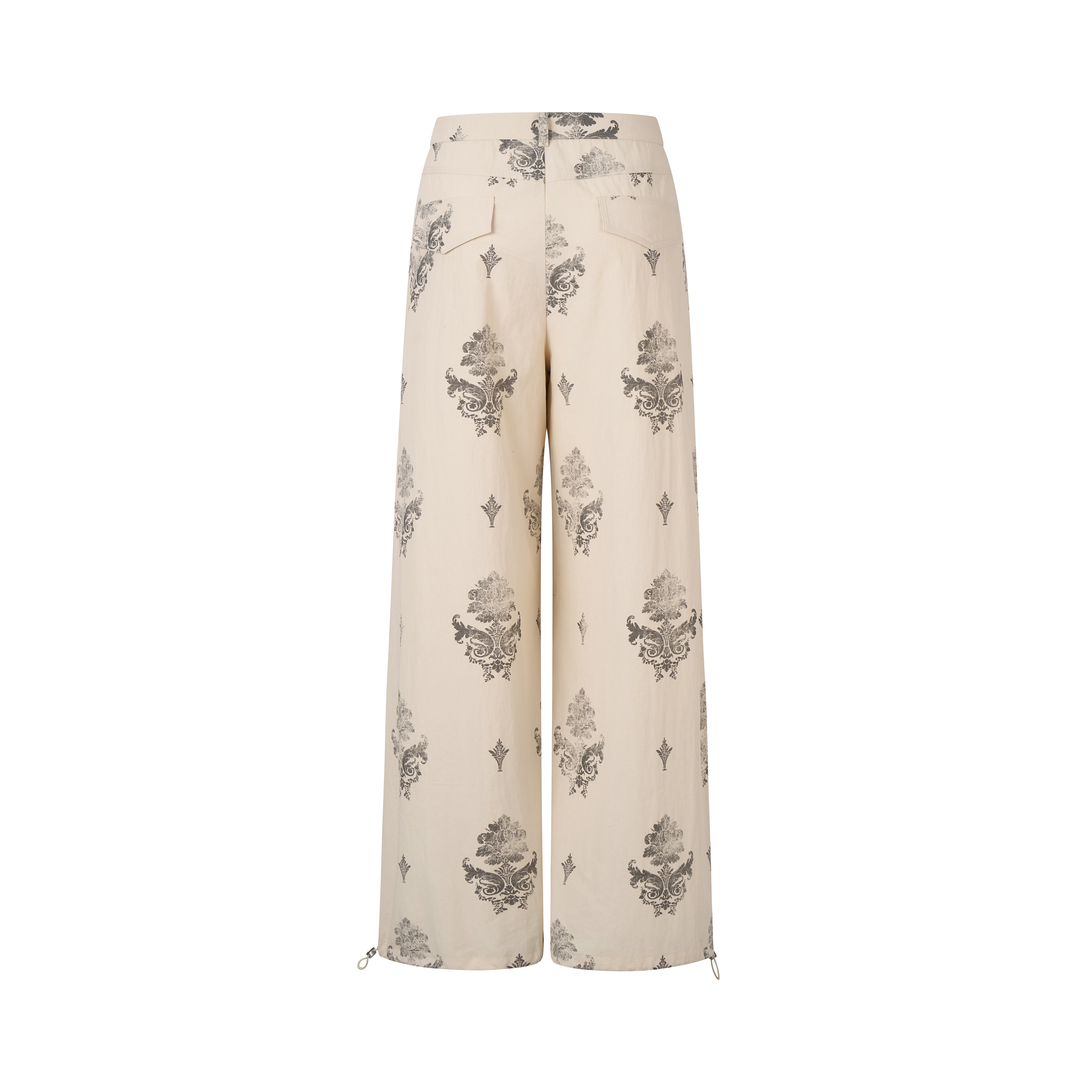 Khaki Printed Pleated Utility Paratrooper Pants