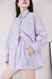 Purple Loose Embroidered Shorts