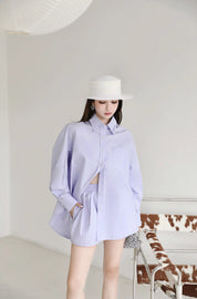 Purple Loose Embroidered Shorts
